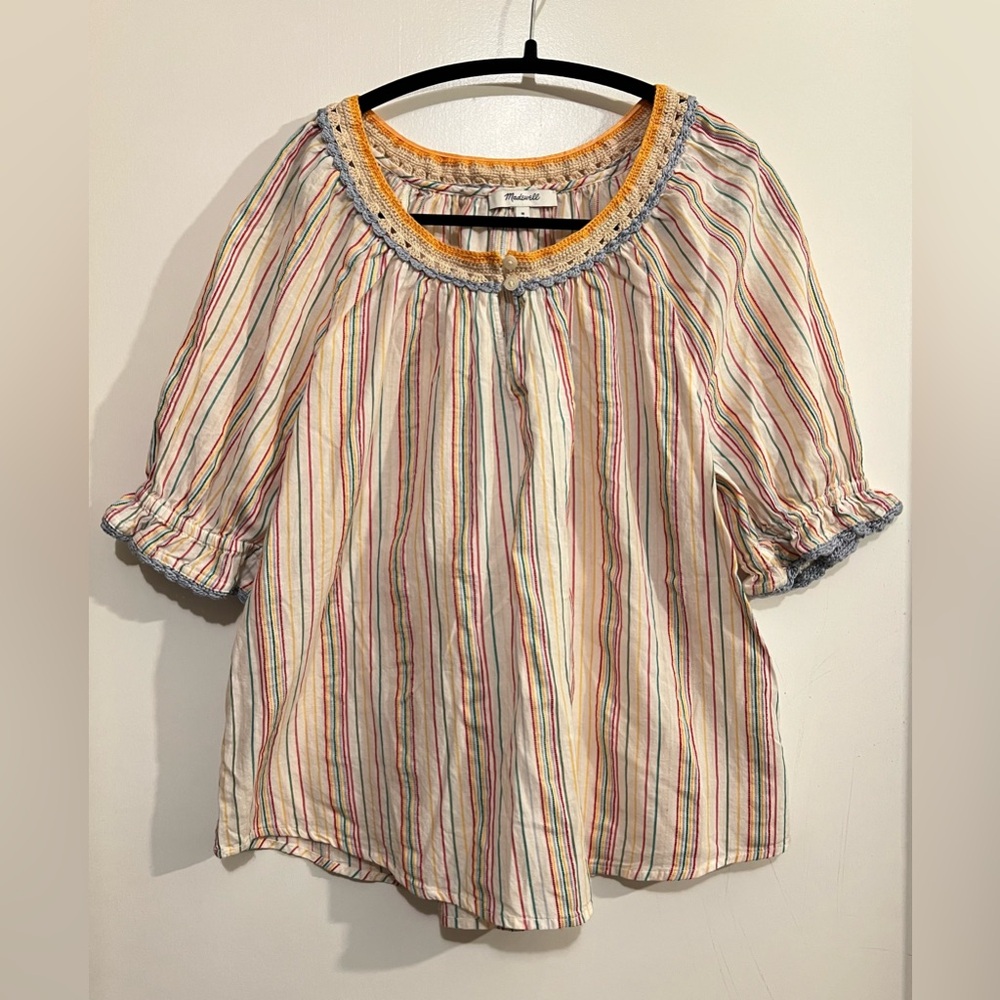 Madewell Striped Multicolor Women's Peasant Top